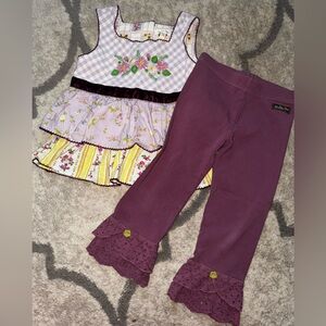 Matilda Jane Size 6 Ruffle Tank and Eyelet Capri Set